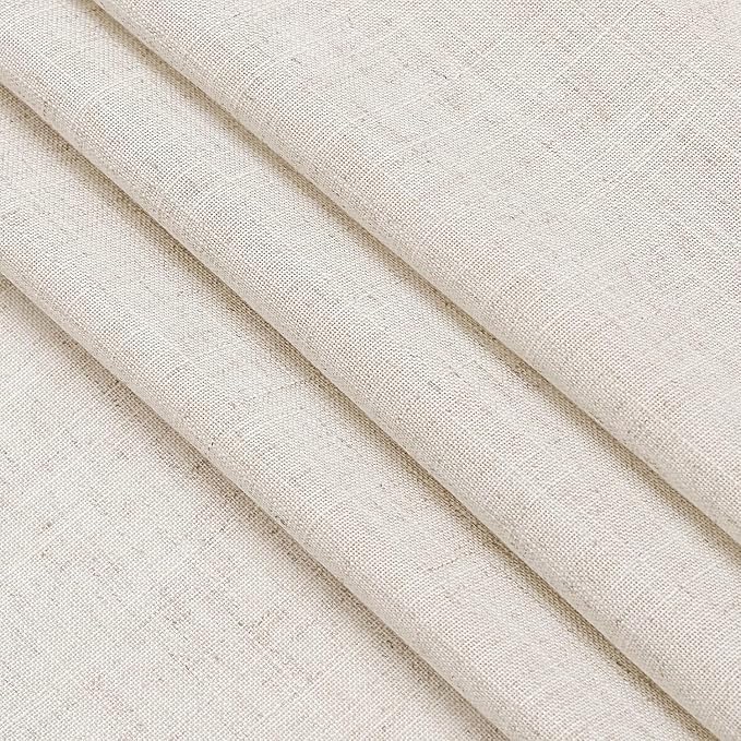 Nanspring Beige Cafe Curtains 24 Inch Length Linen Blend Privacy Cortinas para Cocina Back Tab and Rod Pocket Rustic Farmhouse Short Curtain for Half Window Kitchen/Bathroom 30 x 24, 2 Panels