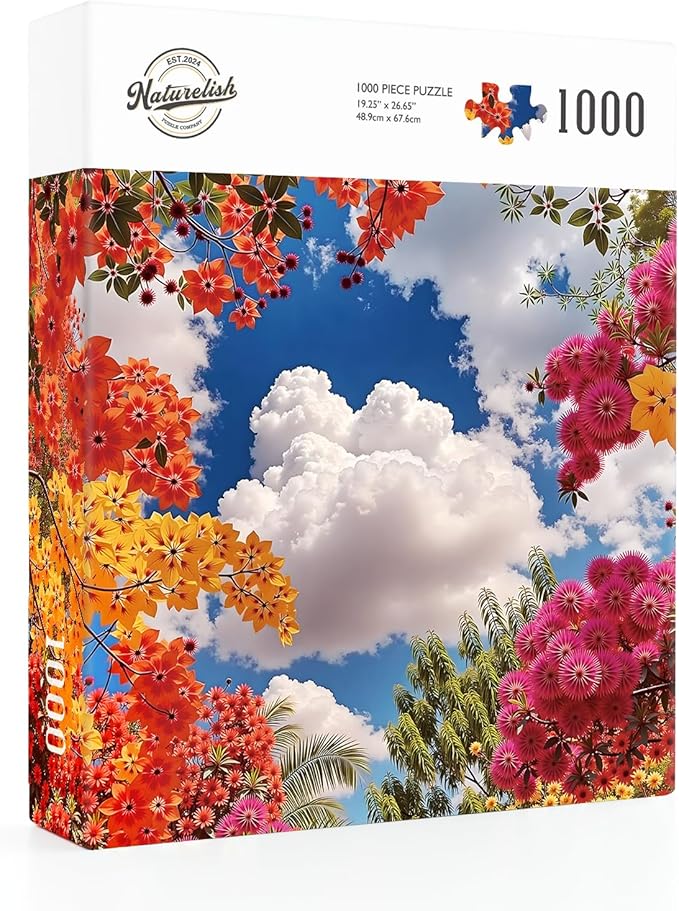 1000-Piece Puzzle for Adults - Relaxing Nature Jigsaw for Adults, Blooming Tree Canopy with Blue Sky Scene, Fun and Challenging Jigsaw Puzzles, 26.65 x 19.25 in