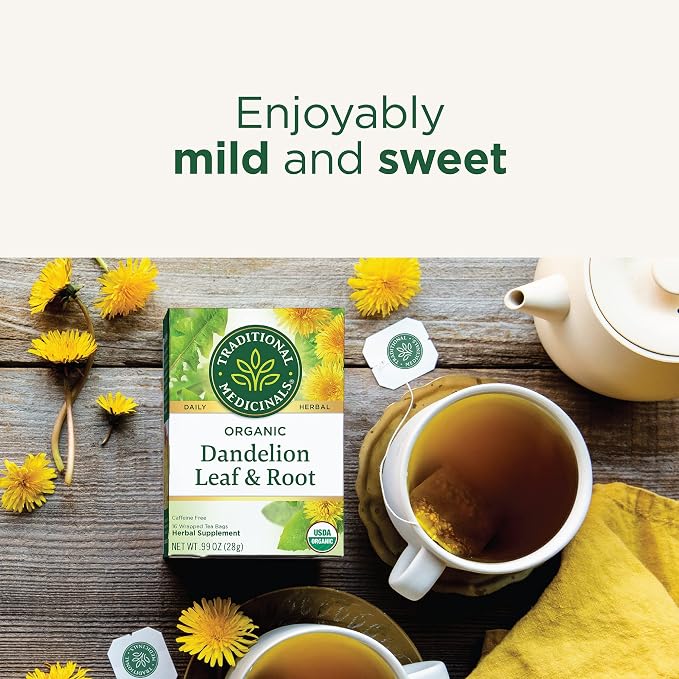 Traditional Medicinals Tea, Organic Dandelion Leaf & Root, Supports Kidney Function & Healthy Digestion, 48 Tea Bags (3 Pack)