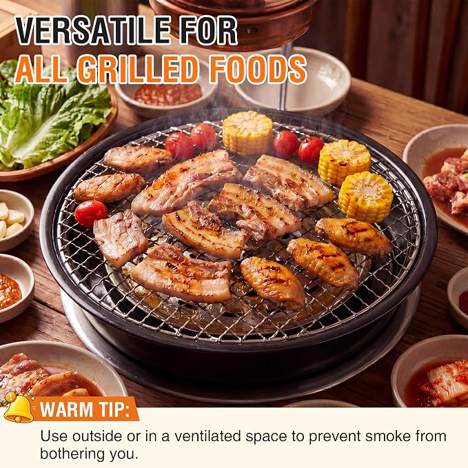 Korean BBQ Grill Pan, Low Smoke, Great Heat Conductivity | Upgraded Internal Heat Reflecting Panel, Stainless Steel Material, Stove Top Grill for Gas Canisters and Portable Stove