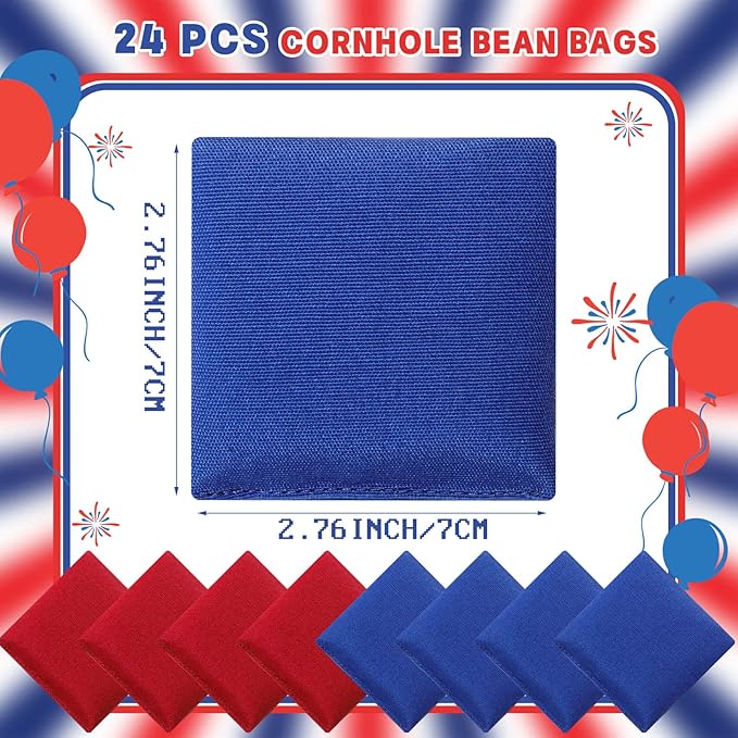 Sotiff 24 Pcs Bean Bags Mini Nylon Cornhole Bean Bags for Kids Tossing Fun Sports Outdoor Family Games Carnival Toy Patriotic Small Beanbag Hand Toss Party Game Supplies for Kid Adult(Blue Red)