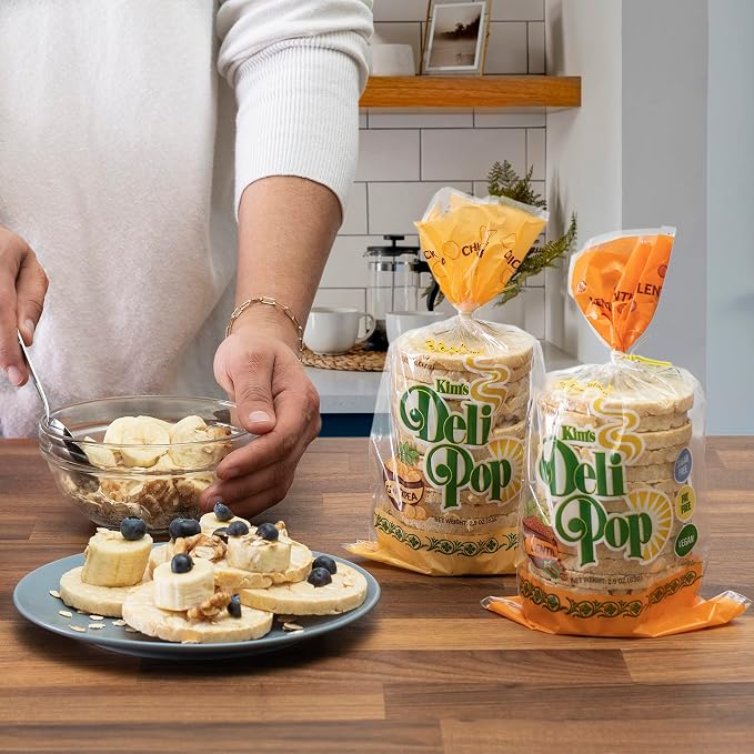 Deli Pop Grain Cakes 12 Bags | Chickpea Flavor | 15 cakes per bag | Multigrain, Natural Vegan | Sugar Free Korean Snack | Low Calorie, Low Fat, Gluten Free Ingredients (Chickpea)