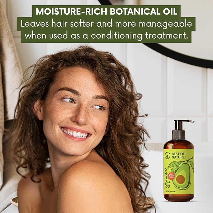Best of Nature 100% Pure Avocado Oil – Natural Massage Oil, Moisturizing Body & Hair Oil, Unscented Skincare & Carrier for Essential Oils, 640 Fl Oz