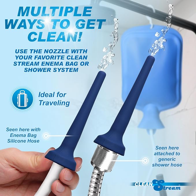 Cleanstream Flex Tip Cleansing Enema Bulb, Holds 250 ml or 8 fl oz, Reusable Enema Vaginal Cleaner Kit for Men and Women, Flex-Tip, One-Hand, Blue