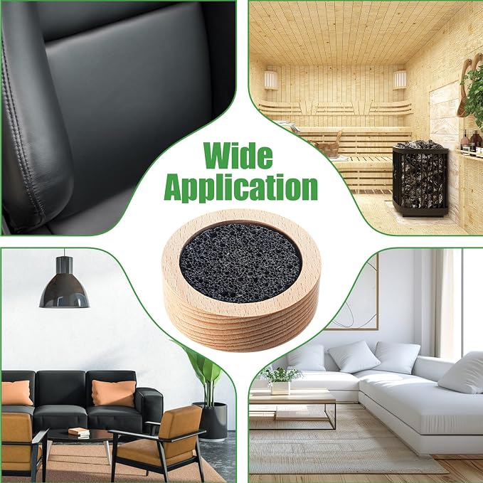 Amabro Small Lava Rock Diffuser, Passive Essential Oil Diffuser with Natural Beechwood Base for Sauna Room Desk Office Car Small Spaces