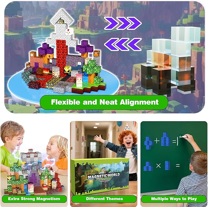 150PCS Magnetic Blocks, 0.8in Magnet Building Cubes Toys for Kids Ages 3+, Stacking Construction Magnetic Set Birthday Gift for Boys and Girls