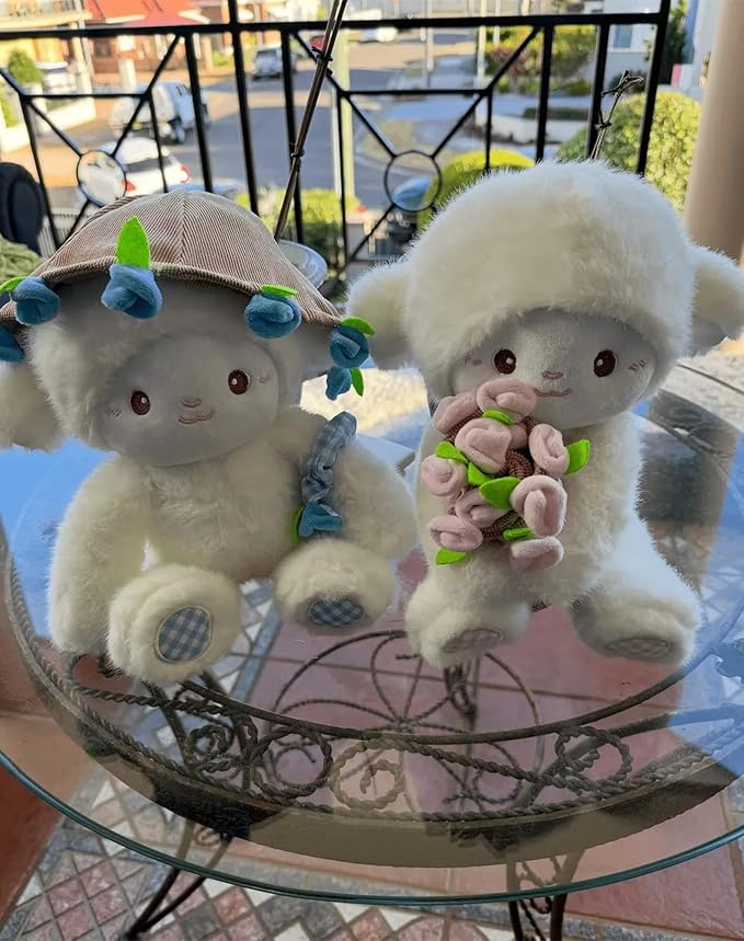 Baby Sheep Bouqet, Rose Bouquet Plush Sheep with Detachable Flower Hat, Rose Lamb - A Huggable Bouquet of Love, Adorable Sheeps Bouquet Plush, Emotional Support Plushie Gift for Christmas (Purple)