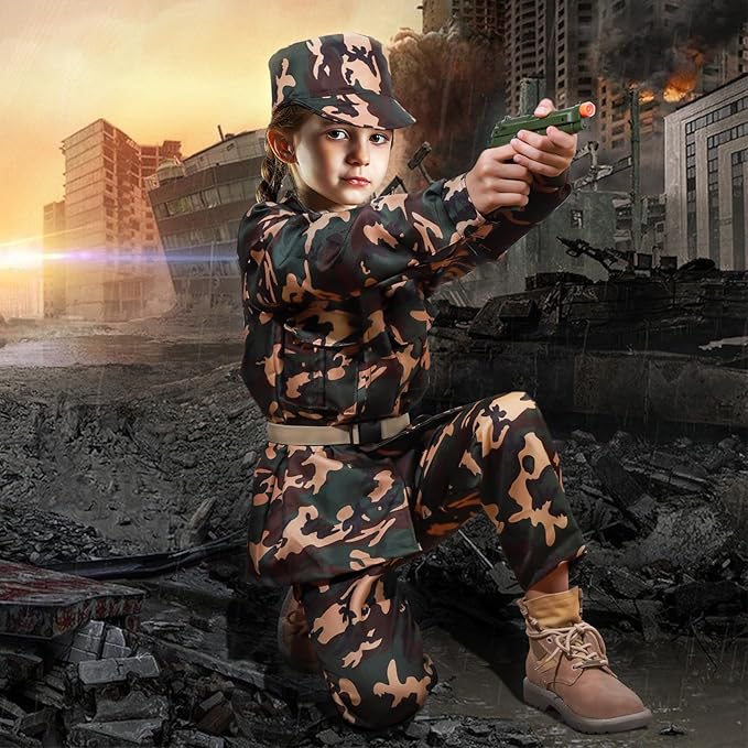Kids Army Costume for Boys,Boys Military Soldier Costume with Army Toys, Halloween Costumes Dress Up Role Play Set
