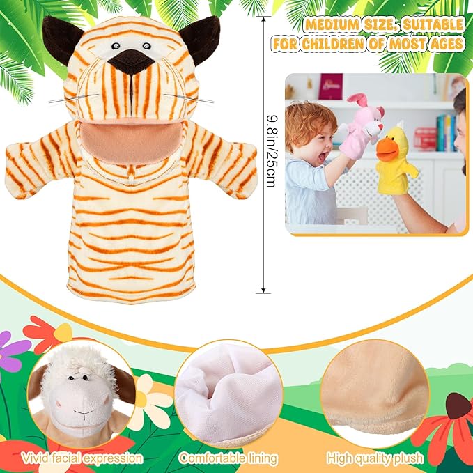 Wettarn 12 Pieces Animal Puppets Set Mouth with Working for Kids Toy for Boys and Girls Storytelling Toddler School Classroom Preschool Birthday(Delicate Style)