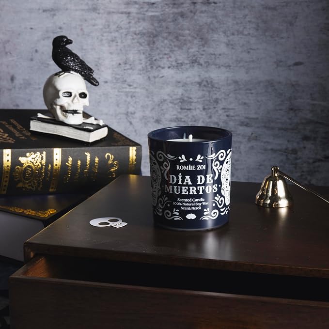 ROMIIE ZOI Scented Fall Candle - Dia de Muertos - 6oz Soy Wax Candle for the Day of Dead, 6oz Memorial & Celebration Gift for Women and Men