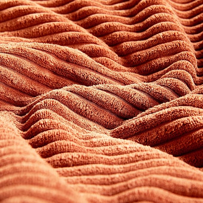 Fancy Homi Set of 2 Burnt Orange Decorative Throw Pillow Covers 28x28 Inch for Living Room Couch Bed, Boho Farmhouse Fall Home Decor, Soft Corss Corduroy Patchwork Textured Cushion Case 71x71 cm