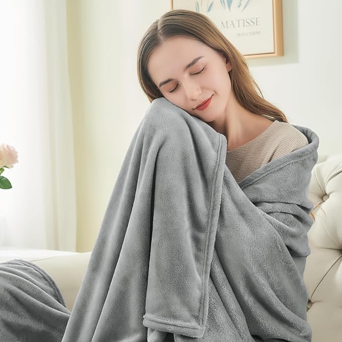 BEDELITE Fleece Blanket Soft Plush Queen Size Bed Blanket Grey 90"x90" | Ultra Soft Fleece, Plush Microfiber, Lightweight Warmth, All Season Comfort, Fade Resistant, Machine Washable,Perfect for Bed