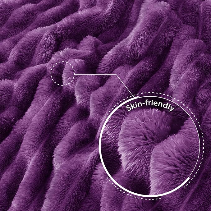 Exclusivo Mezcla Striped King Size Fleece Blanket for Bed, Couch, 90"x104" | Soft Breathable Cozy Bed Blankets, Lightweight Plush Fluffy Fuzzy Jacquard Decorative Blankets