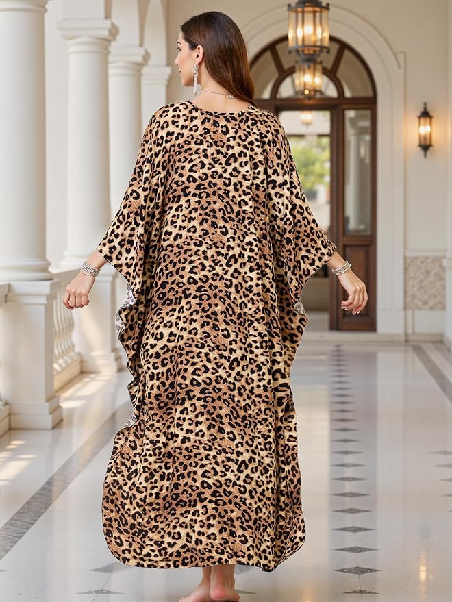Mumu Dresses for Women Plus Size, Bohemian Kaftan Beach Cover Up Long Maxi Nightgown Soft Loungewear