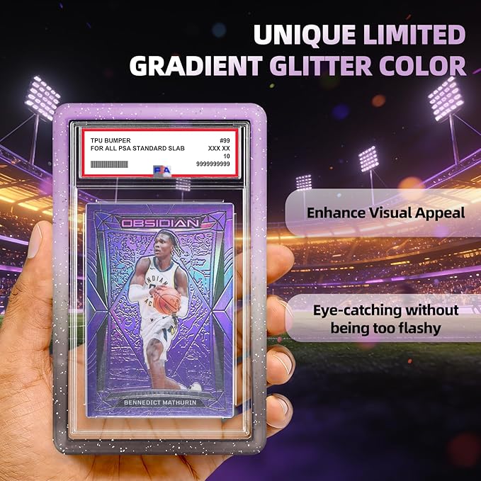 NAKIS Slab Guard for PSA Graded Cards, 1 Pack TPU Slab Protector Graded Bumper Guard for PSA Graded Card Only, Gradient Color Glitter Limited Edition, COLOR9