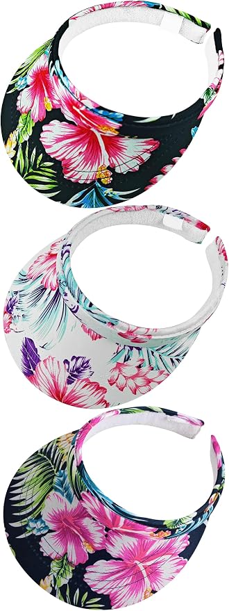 3 Pack Sports Sun Visor Hat Women Men Adjustable Clip On Visors Outdoor Golf Beach Cap