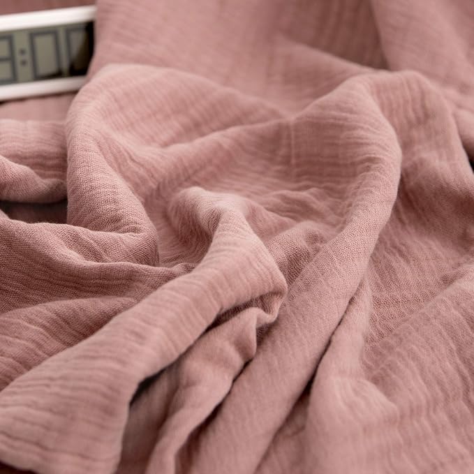 Simple&Opulence Cotton Muslin Throw Blanket for Bed, Couch, Knit Woven Gauze Blanket with Tassels, Soft Lightweight Cozy Pre-Washed Breathable Farmhouse Decoration for All-Season (Dusty Rose)