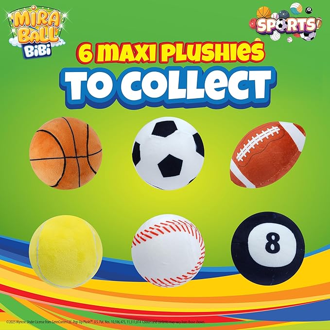 MiraBall Bibi Sport - Surprise Egg Capsule with Memory Foam Expandable Plush Toy – 3.7" (9.5cm) Soft Collectible with Hidden Surprises – Fun Gift for Kids, Parties, Holidays, Stocking Stuffers