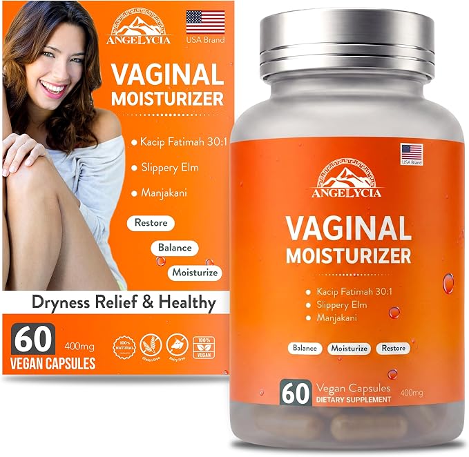 ANGELYCIA Natural Probiotic Vaginal Moisturizer Pills for Women – Slippery Elm Feminine Care Supplement for Vaginal Moisture, Dryness Relief & Healthy pH Balance Support