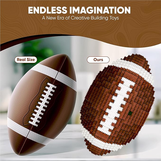 Football 3D Building Block Set - Educational Toy - Perfect for Ages 14 15 16 Years and Above - 11 x 6.7 in - Challenging, Creative Fun and Skill-Building - 3D Instruction (1200PCS)