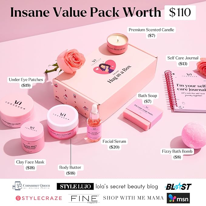 Spa Gifts for Women- Premium Self Care Spa Kit With Bath, Skin Care Sets & Self Care Items For Women - Ultimate Pampering Skin Care Set - Birthday Gifts - International Womens Day Gifts (Pack of 8)