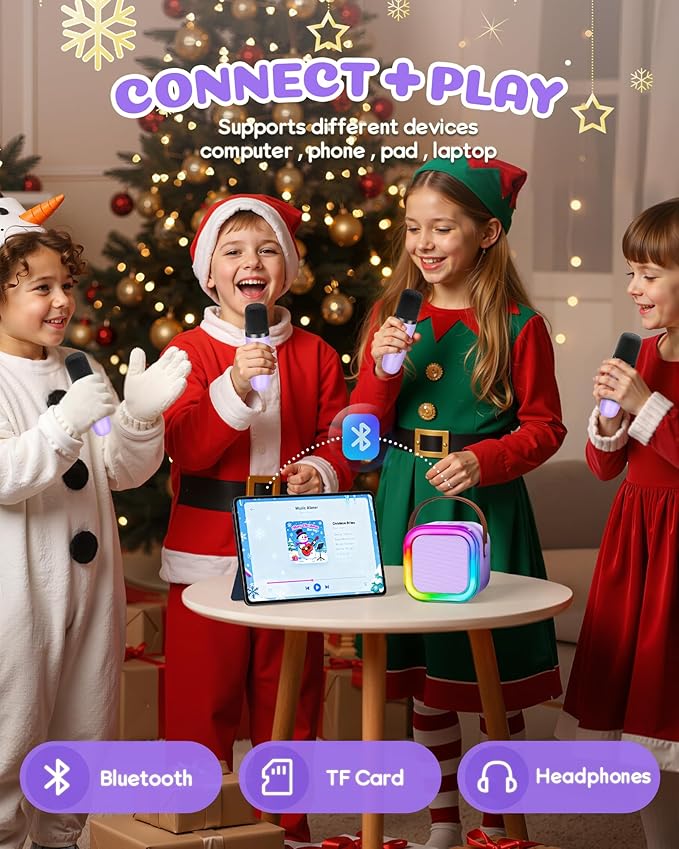 Karaoke Machine for Kids, 2026 TOP Toys Birthday Gifts Ideas for Girls Ages 4, 5, 6, 7, 8, 9, 10, 12+ Years Old, Portable Mini MP3 Player with 2 Wireless Mics for Party