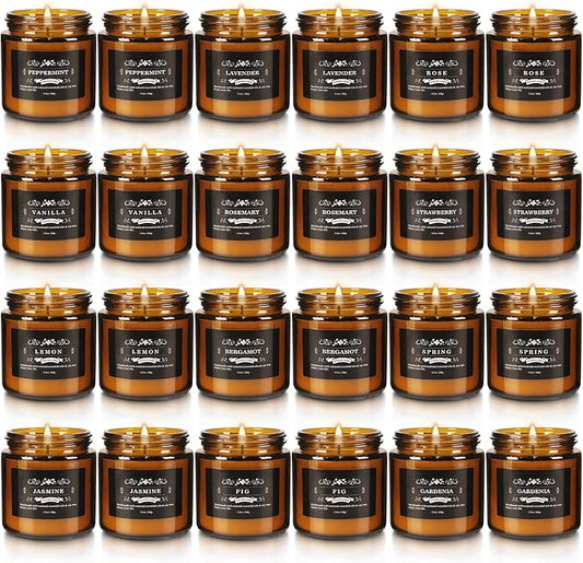 YOROXRG 24 Pcs Scented Candles with Added Natural Essential Oils, 3.05oz, Suitable for Various Festivals, Parties, Yoga, and Home Scene