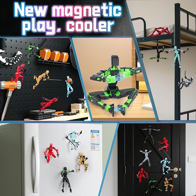 T13 Model13 Action Figure,Magnetic Travel Toys for Kids,Model Lucky 13 Movable Figures,Multiple Gestures and Play Styles,Tabletop Decorations and Gifts for Gaming Enthusiasts. (Red)