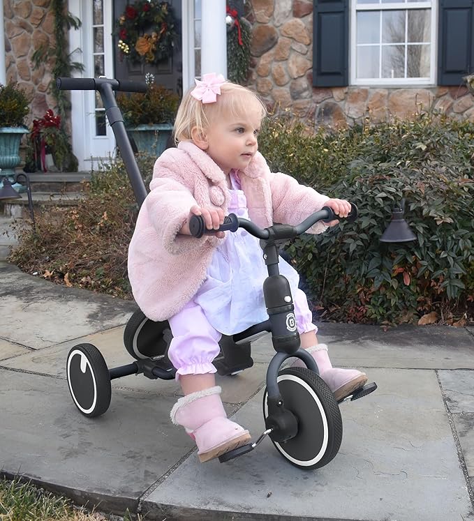 besrey Toddler Bike 1-3 Years Old,Toddler Tricycle with Spare Wheel,5 in 1 Kids Trike with Push Handle,Backrest and Safety Belt,Balance Bike 1+ Year Old,Birthday Gift and Toy for Boys and Girls