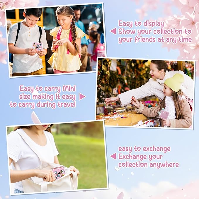 8 Pcs Mini Enamel Pin Display Book Gift Clear Collection Travel Trading Binder Holder Badge Book Storage Organizer up to 36 1-inch Enamel Pins for Travel Collectors (Pink,4.61x3.94 in)