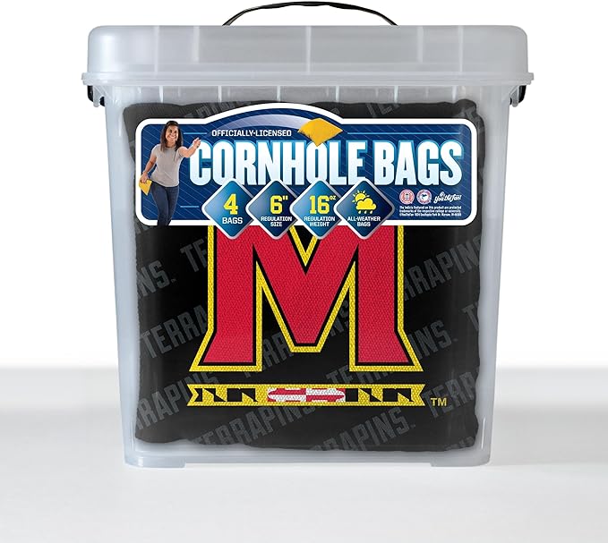 YouTheFan Officially-Licensed NCAA Set of 4 Cornhole Bags - All Weather Regulation 6” x 6” Size - 16oz Weight - Designed in USA