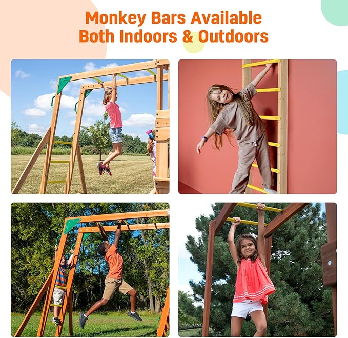 21 Inch Monkey Bars Kit Playground Monkey Bar Ladder Rungs for Backyard Indoor Outdoor Metal Monkey Bars Swing Set Playset Accessories (12 Pcs, Yellow)