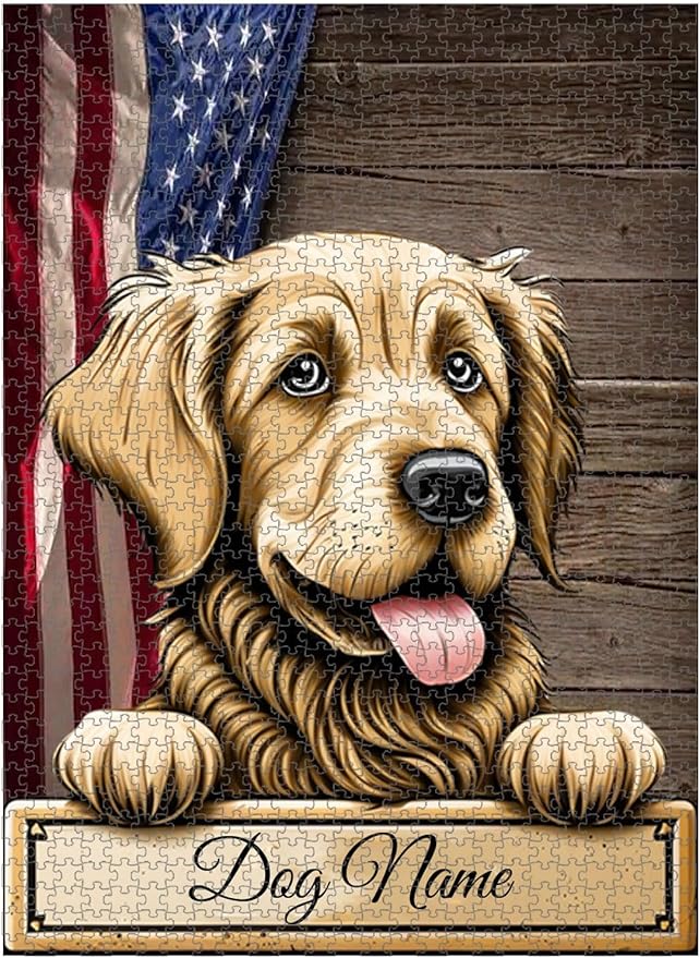 Custom Wooden Jigsaw Puzzles with Your Dog's Name on Kuvazs Art Print - 300 500 1000PCS Puzzles Game and Home Wall Decor