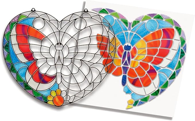 Melissa & Doug Stained Glass Made Easy Activity Kit: Butterfly - 140+ Stickers Kids Sticker Stained Glass Craft Kit; Sun Catchers for Kids Ages 5+
