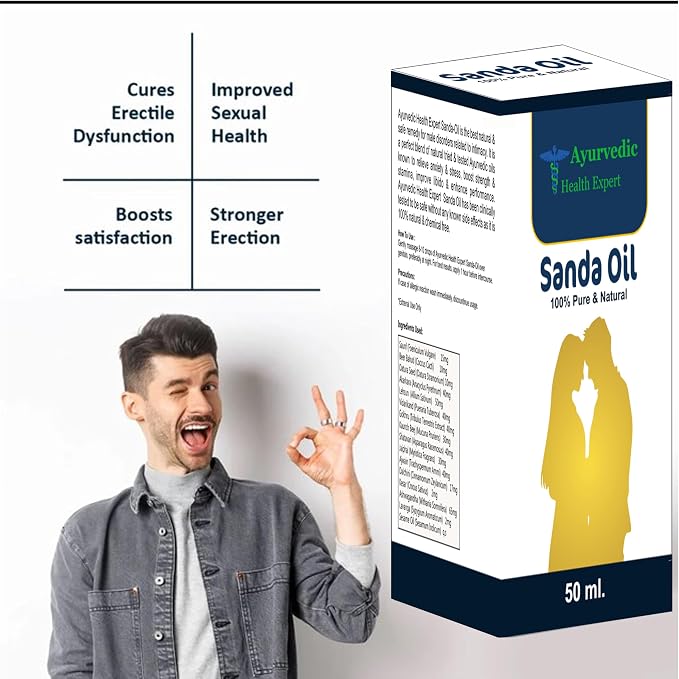 Sanda Herbal Massage Oil for Men | Natural Ayurvedic Blend with Safed Musli, Ashwagandha & Sesame Oil | External Use Only | 50 ml (1.6 oz)