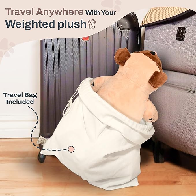 Weighted Stuffed Animals 20" | 5 lbs Pug Dog Plush for Calming Cozy Comfort | Large Weighted Stuffed Animal for Anxiety | Soft Microwavable & Coolable for Sensory Needs & Stress Relief