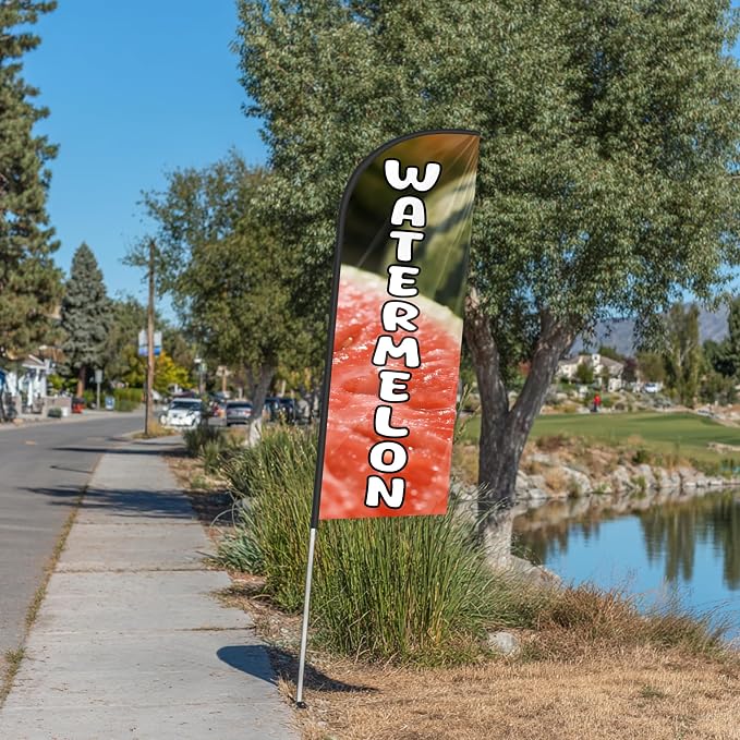 Watermelon Feather Flag for Storefronts Fairs,6 FT (Flagpole Not Included) | Business Advertising Flag