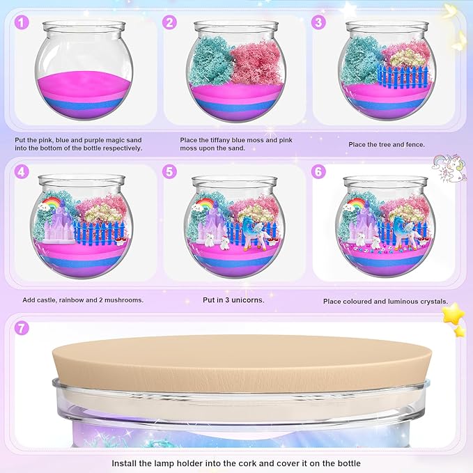 CS COSDDI Unicorn Gifts for Girls Age 3-9, Craft Kits for Kids Age 3-8 Unicorn Toys Birthday Presents, Toys for 3 4 5 6 Olds Girls Make Your Own Night Light Birthday Christmas Gifts for Kids