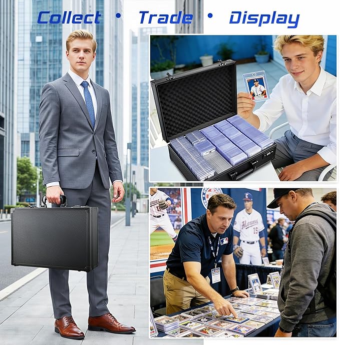 Card Storage Box for 3" x 4" 35pt Toploaders, Sports Cards Case with Lock, Trading Card Storage Box Holds 750 Top Loaders or 190 Magnetic Holders, Card Collection Box for Collectors, X-Large