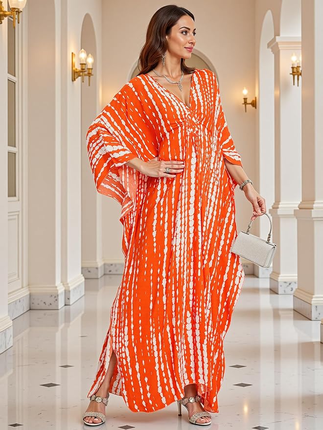 Mumu Dresses for Women Plus Size, Bohemian Kaftan Beach Cover Up Long Maxi Nightgown Soft Loungewear