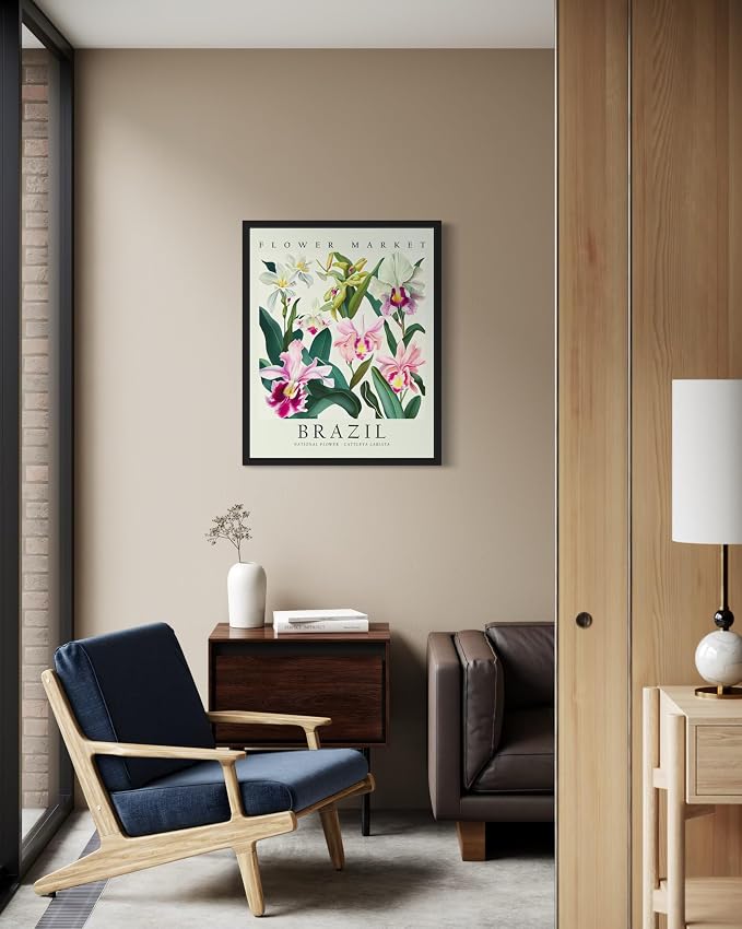 Brazil, Cattleya Labiata Unframed Art Print Poster, Flower Market Wall Art, Floral Artwork Decor for Bedroom, Kitchen, Bathroom, Livingroom Decoration 52 (Brazil, Cattleya Labiata, 14"L x 11"W, Unframed)