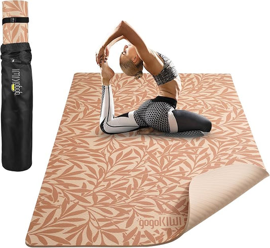 Gogokiwi Large Yoga Mat (6'x4') – 1/4" & 1/2" Thick Exercise Mats for Home Workout, Extra Wide Workout Mats for Home Gym, Yoga, Pilates, Stretching, Floor & More