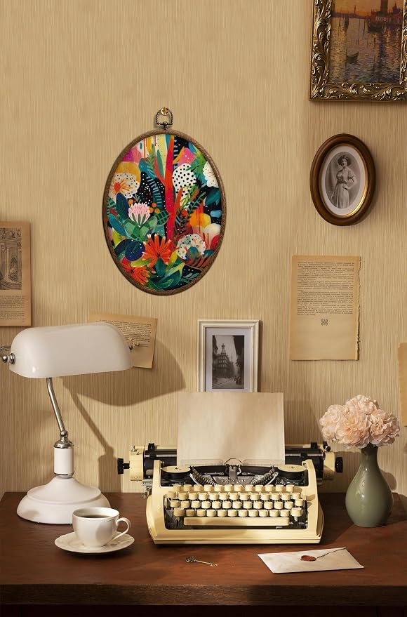 Colorful Oval Framed Wall Art, Maximalist Wall Decor, Waterproof Cottage Core Bathroom Decor, Eclectic Cottage Core Home Decor for Bedroom Living Room, Home Retro Decorartion, 25