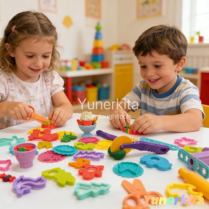 29PCS Play Dough Tools Set, Kids Clay Molds Kit with Animal Letters Numbers Cutters Rollers Storage Box, Non-Toxic ASTM F963 Certified, Toys for Toddlers Boys Girls Ages 3-8