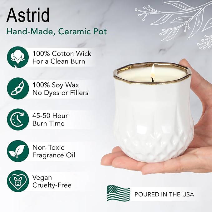 Hyggelight - The Growing Candle, Apple & Pine Scented, 9oz Ceramic Pot, Aromatherapy Candles, 100% Soy for Women and Men, Astrid