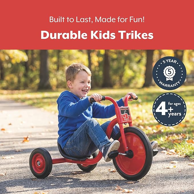 Angeles Kids Tricycle, Toddler Tricycle with Solid Airless Rubber Tires, Kids Bike for Preschools and Daycare, Ages 4+, ClassicRider 5" Tall Seat