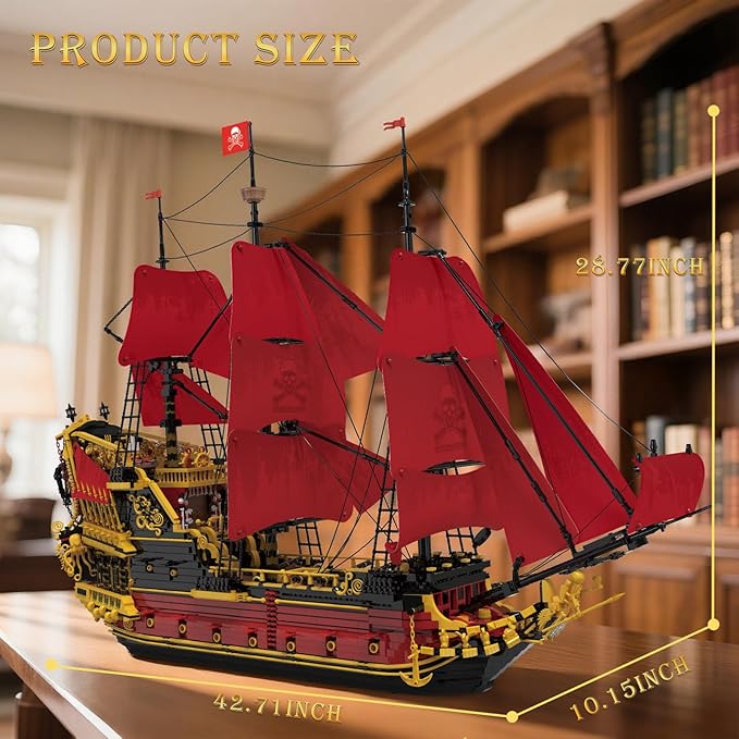 Reobrix Revenge Pirate Ship Building Block Set, 5666+ Pieces Historical Model Kit 66049, Collectible Sailing Ship Boat Construction Toy, Christmas Birthday Gifts for Adults and Kids