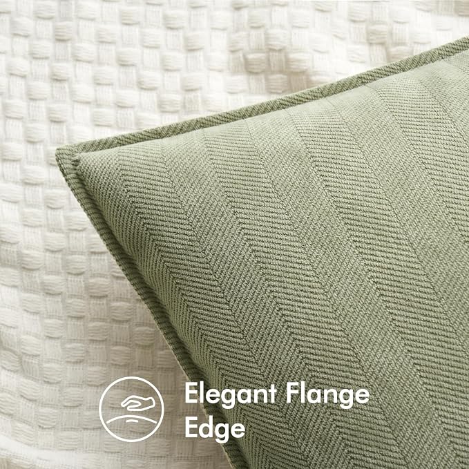 MIULEE Pack of 2 Sage Green Decorative Chenille Pillow Covers 20x20 Inch | Soft Couch Throw Pillows,Farmhouse Cushion Covers with Elegant Design for Sofa,Bedroom,Living Room,Spring Home Decor