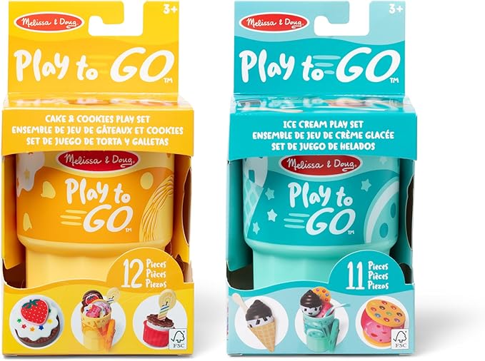Melissa & Doug Play to Go 2-Pack: Cake and Cookies and Ice Cream, Play Food Travel Toys for Boys and Girls 3+