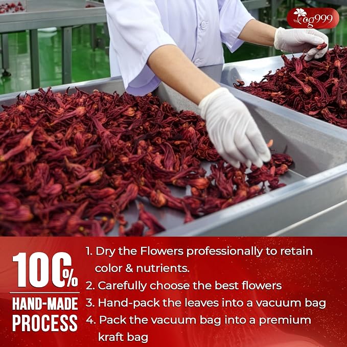 TOG999, Premium Hibiscus Flowers 16oz | Dried Petals | Naturally Caffeine-Free Herbal Tea | Vibrant Color & Tart Floral Flavor | Non-GMO, Gluten-Free, Vegan | Perfect for Tea, Beverages, and Crafts